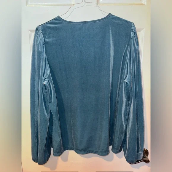 LOFT Teal Velvet Women's Blouse - Picture 3 of 6